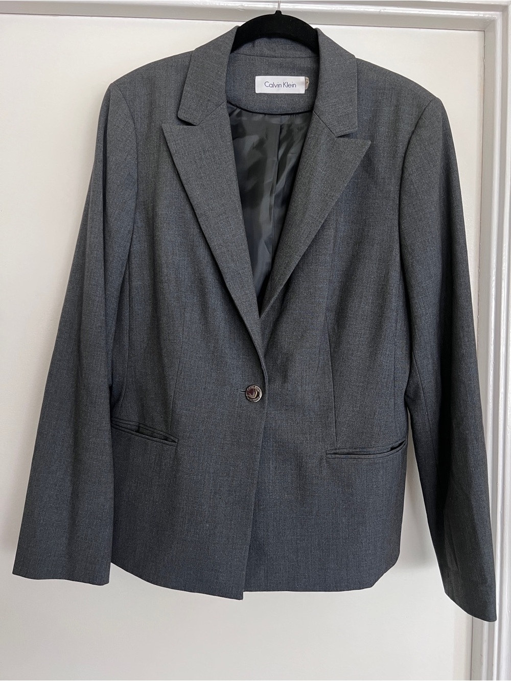 Calvin Klein Gray Single-Button Tailored Blazer